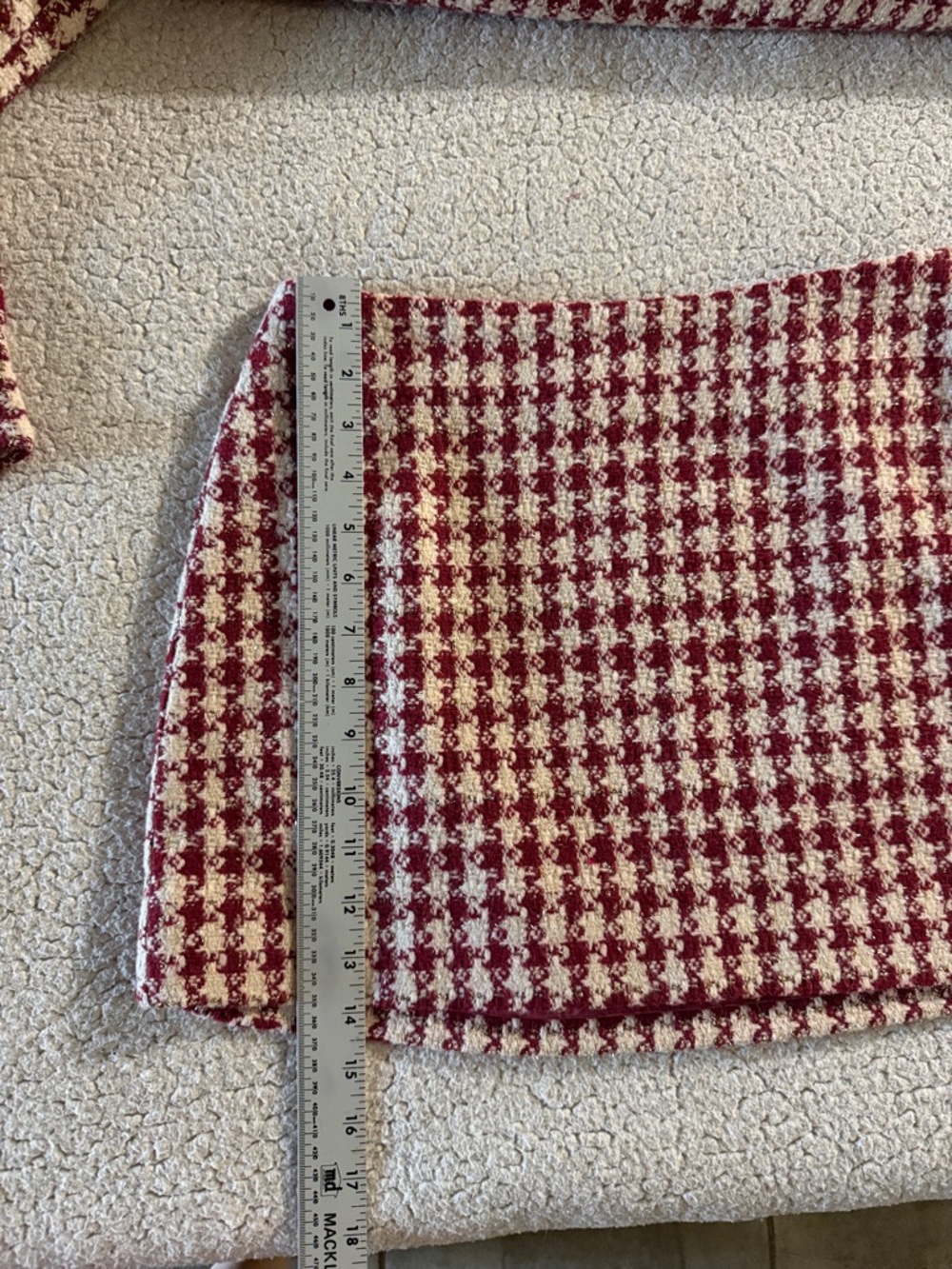 Vici Jensin Red and White Houndstooth Tweed Blazer Jacket and Skirt Set Small - Picture 9 of 10